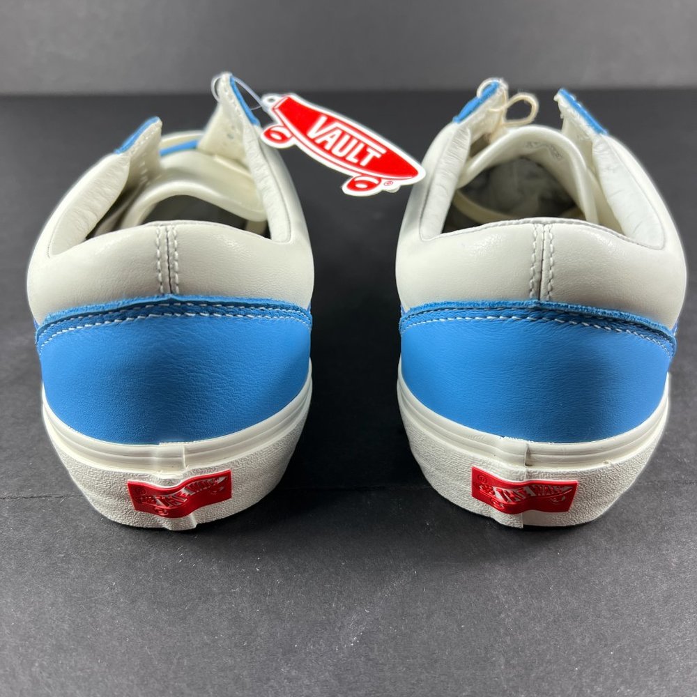 VANS Shoe Men Old Skool Vault Leather White Bonnie Blue Sneaker VN0A4BVFXG01 - Picture 6 of 14